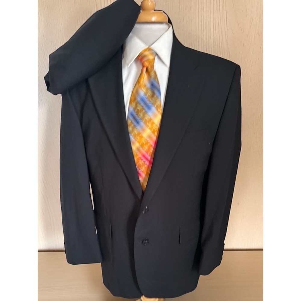 Alexandre London Mens Black 100% Wool Suit 42S Jacket Pants 34 x 29 Savile Row